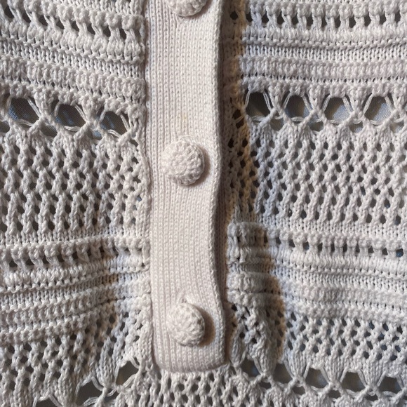 LAUNDRY By Shelli Segal White Crochet Dress With Buttons Down The Back - Picture 7 of 16